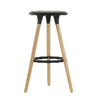 Барный стул Modern черный, сиденье пластиковое, ножки деревянные