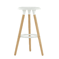 Барный стул Modern белый, сиденье пластиковое, ножки деревянные