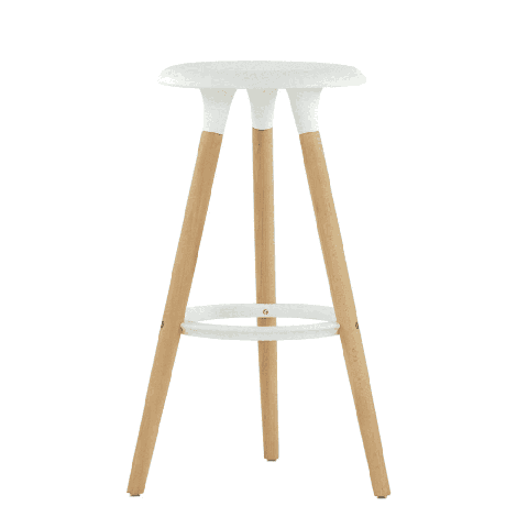 Барный стул Modern белый, сиденье пластиковое, ножки деревянные