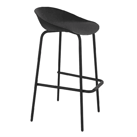 Пластиковый барный стул SHT-ST19/S29 черный/черный муар, каркас металлический