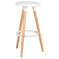 Табурет пластиковый барный ROYCE (ножки светлый бук, цвет белый W-02)