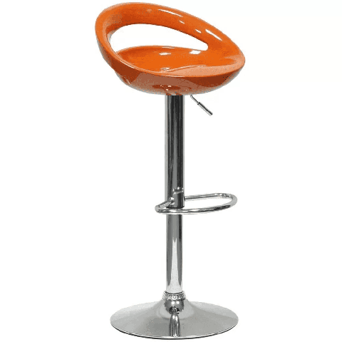 Барный стул Disco оранжевый, основание металлическое, сиденье пластиковое