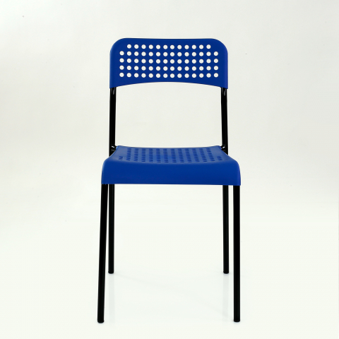 Стул UNO темно-синее сиденье, корпус черный, стопируемый