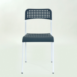 Стул UNO серое сиденье, корпус белый, стопируемый
