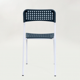 Стул UNO серое сиденье, корпус белый, стопируемый