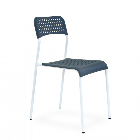 Стул UNO серое сиденье, корпус белый, стопируемый