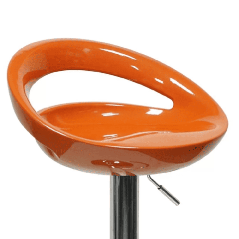 Барный стул Disco оранжевый, основание металлическое, сиденье пластиковое
