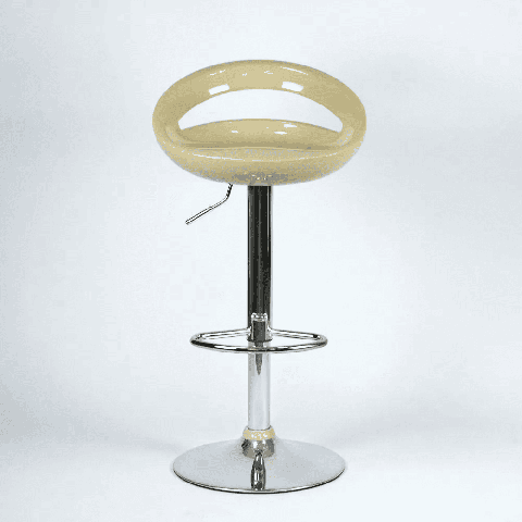 Барный стул Disco бежевый, сиденье пластиковое, ножка хром