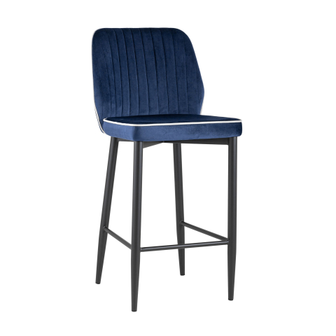 Стул полубарный Лоренс велюр синий