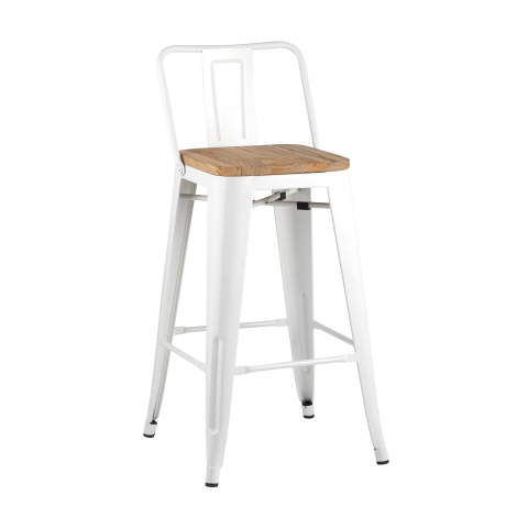 Стул полубарный TOLIX WOOD со спинкой белый глянцевый