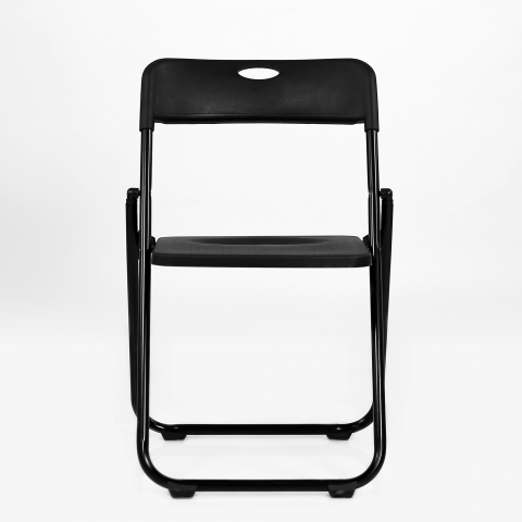 Стул СМН-296 складной черный пластик, черный каркас