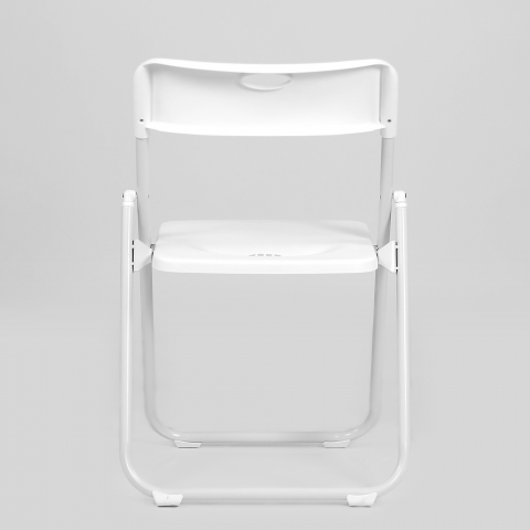 Стул СМН-296 складной белый пластик, белый каркас