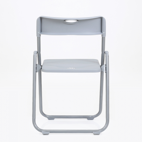 Стул СМН-296 складной серый пластик, серебристый каркас D-22mm, 1mm