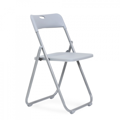 Стул СМН-296 складной серый пластик, серебристый каркас D-22mm, 1mm