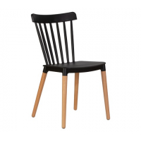 Пластиковый стул Theo черный ножки деревянные цвет бук