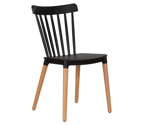 Пластиковый стул Theo черный ножки деревянные цвет бук