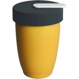 Кружка с двойной стенкой; фарфор,силикон; 250мл; D=8,H=11см; желт.,черный