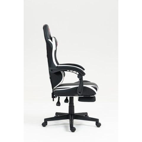 Кресло спортивное TopChairs Prophet с оттоманкой черно-белый