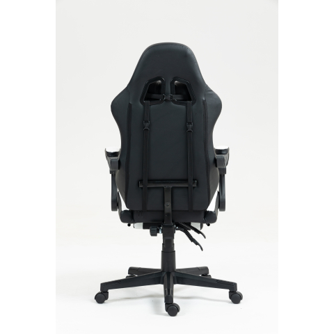 Кресло спортивное TopChairs Prophet с оттоманкой черно-белый