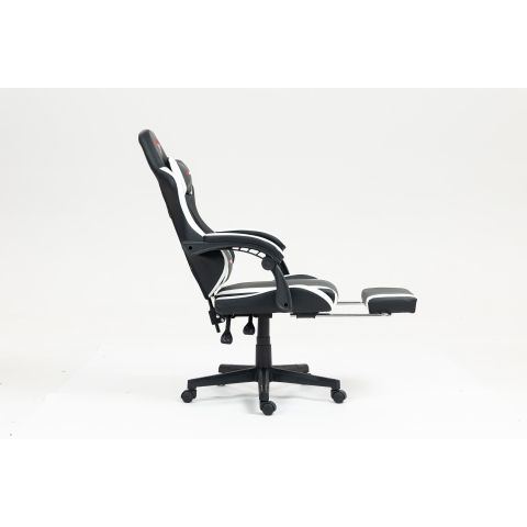 Кресло спортивное TopChairs Prophet с оттоманкой черно-белый