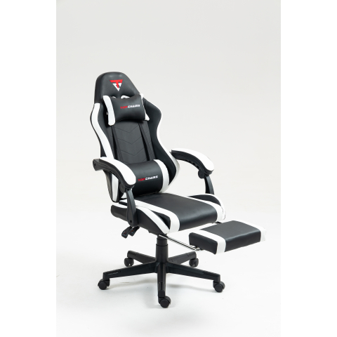 Кресло спортивное TopChairs Prophet с оттоманкой черно-белый