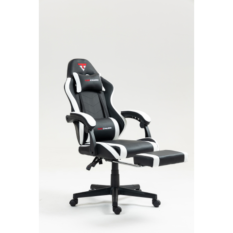 Кресло спортивное TopChairs Prophet с оттоманкой черно-белый