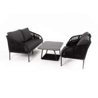 Комплект Канны лаунж-зона 4-местная плетеная из роупа (веревки), цвет темно-серый