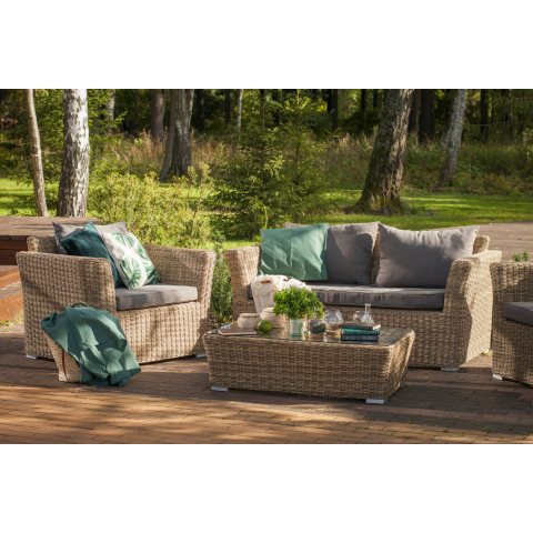 "Капучино" диван из искусственного ротанга двухместный, цвет соломенный