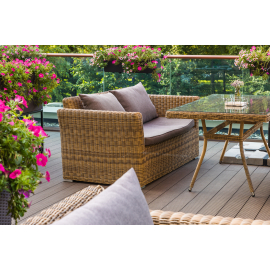 "Капучино" диван из искусственного ротанга двухместный, цвет соломенный