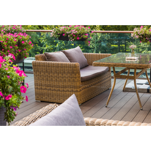 "Капучино" диван из искусственного ротанга двухместный, цвет соломенный