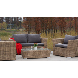 "Капучино" диван из искусственного ротанга двухместный, цвет соломенный