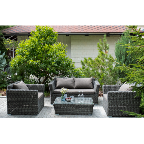 "Капучино" диван из искусственного ротанга двухместный, цвет графит