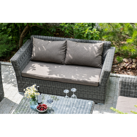 "Капучино" диван из искусственного ротанга двухместный, цвет графит