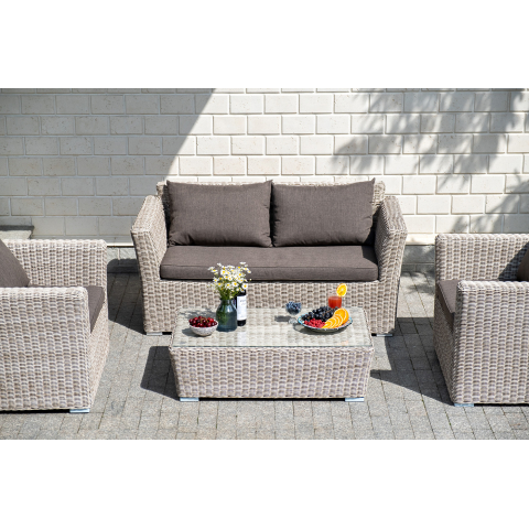 "Капучино" диван из искусственного ротанга двухместный, цвет бежевый