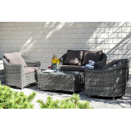 "Кон Панна" диван из искусственного ротанга двухместный, цвет графит