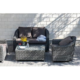 "Кон Панна" диван из искусственного ротанга двухместный, цвет графит