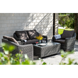 "Кон Панна" диван из искусственного ротанга двухместный, цвет графит