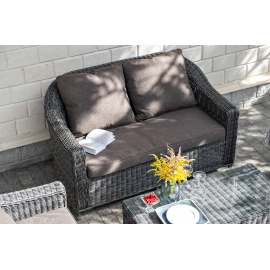 "Кон Панна" диван из искусственного ротанга двухместный, цвет графит