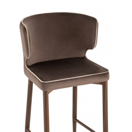 Стул полубарный Матео с кантом велюр коричневый