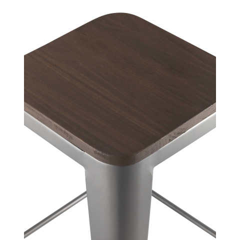 Стул барный TOLIX WOOD серебристый матовый