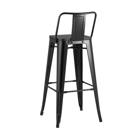 Стул барный TOLIX WOOD со спинкой черный глянцевый