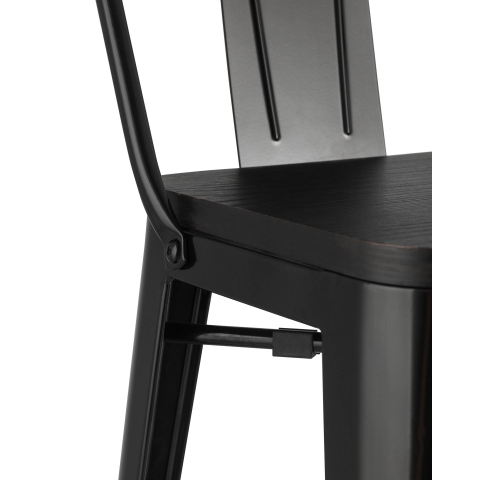 Стул барный TOLIX WOOD со спинкой черный глянцевый