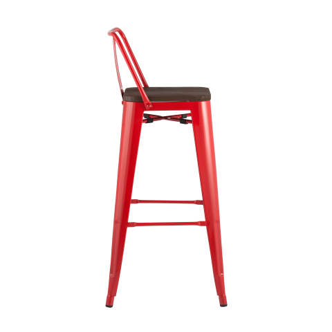 Стул барный TOLIX WOOD со спинкой красный глянцевый