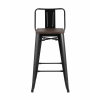 Стул полубарный TOLIX WOOD со спинкой черный глянцевый
