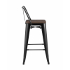 Стул полубарный TOLIX WOOD со спинкой черный глянцевый