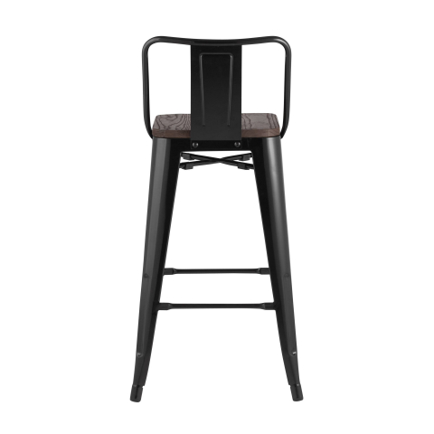 Стул полубарный TOLIX WOOD со спинкой черный глянцевый