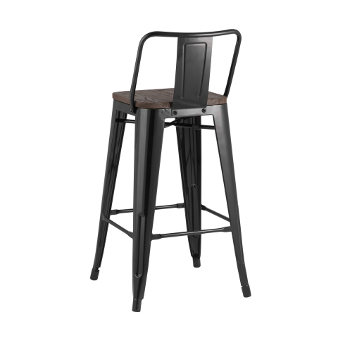 Стул полубарный TOLIX WOOD со спинкой черный глянцевый