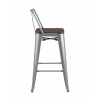 Стул полубарный TOLIX WOOD со спинкой серебристый матовый
