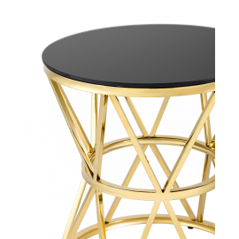 Журнальный стол 50*50 ВИВА золото стекло черное