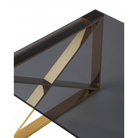 Журнальный стол 120*60 КРОСС золото стекло smoke